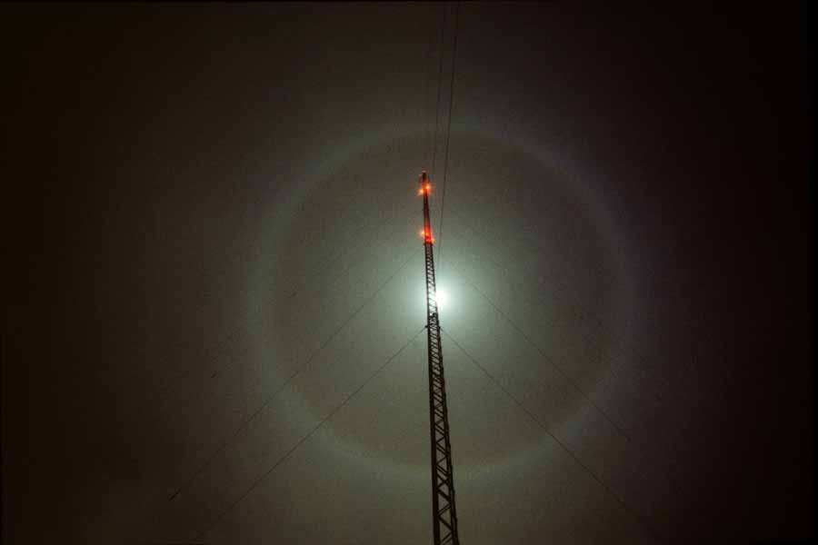 Moon Halo around the 3 Radio Towers